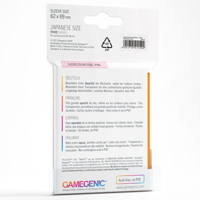 PRIME Japanese Sized Sleeves Orange (60 Sleeves) Gamegenic